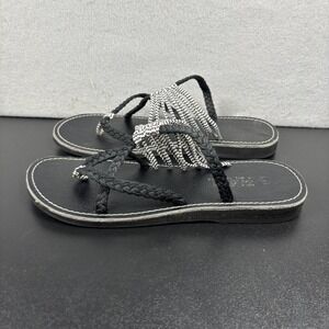 Plaka Oceanside Zebra Sandals Women's Size 8 Black White Strappy Shoes